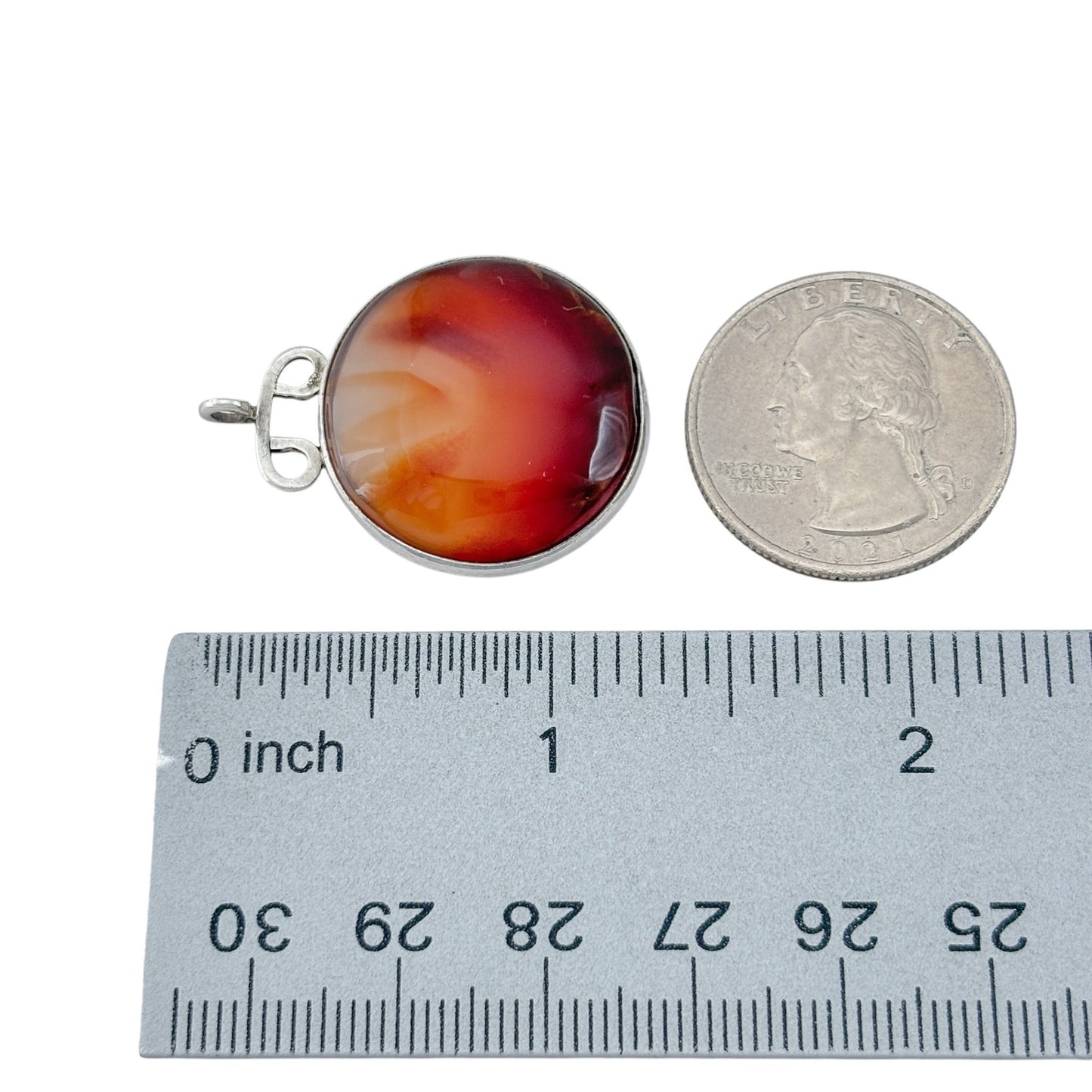 Vintage Sterling Silver 925 Banded Agate Pendant
