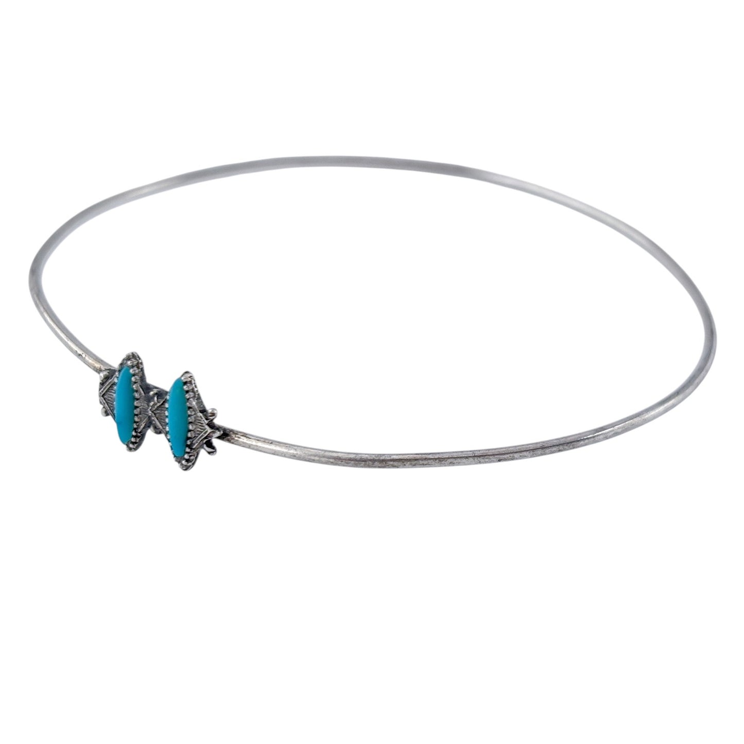 Vintage Sterling Silver 925 Turquoise Bangle Bracelet 7.75"
