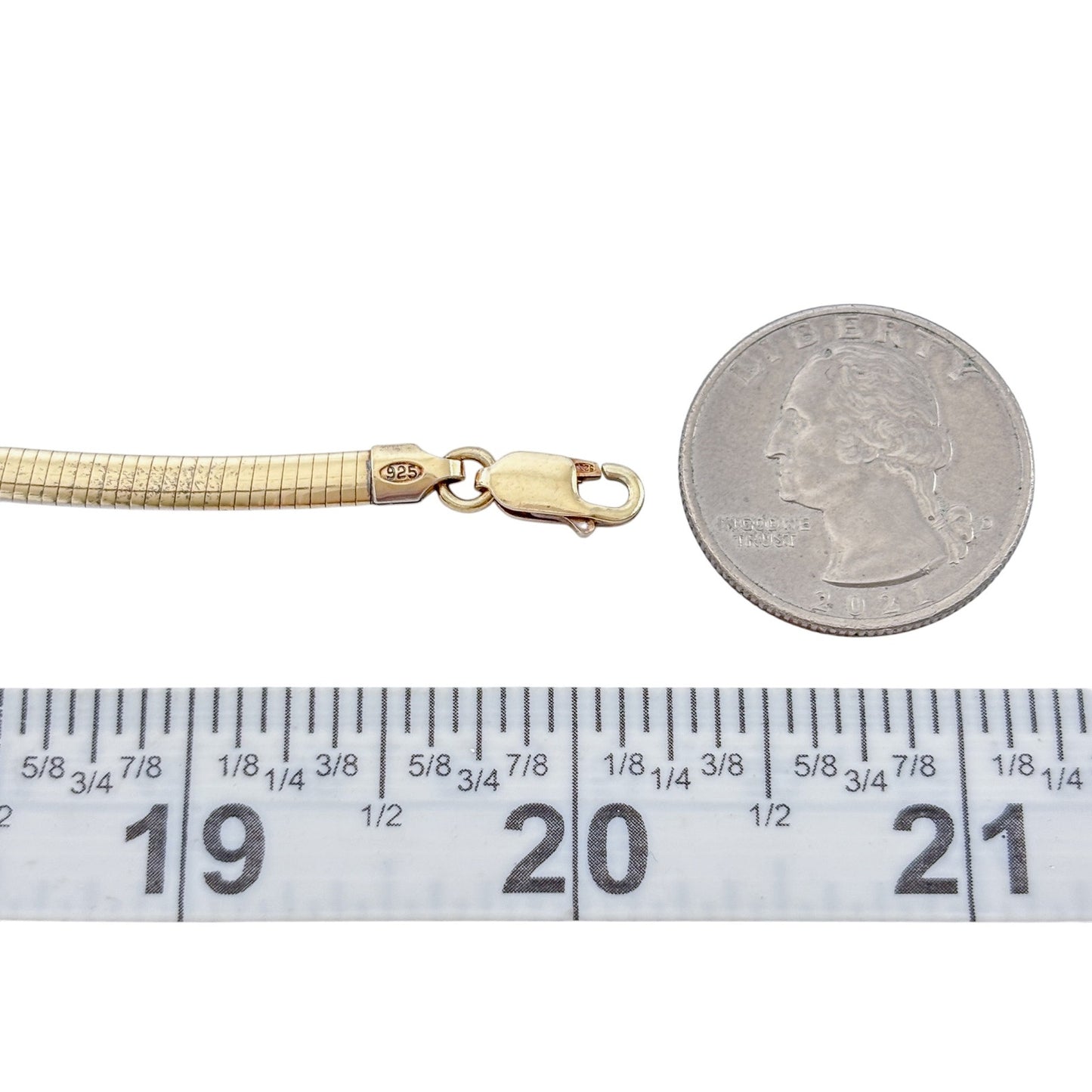 Vintage Gold-Tone Sterling Silver 925 Reversible Flat Snake Chain Necklace 20"