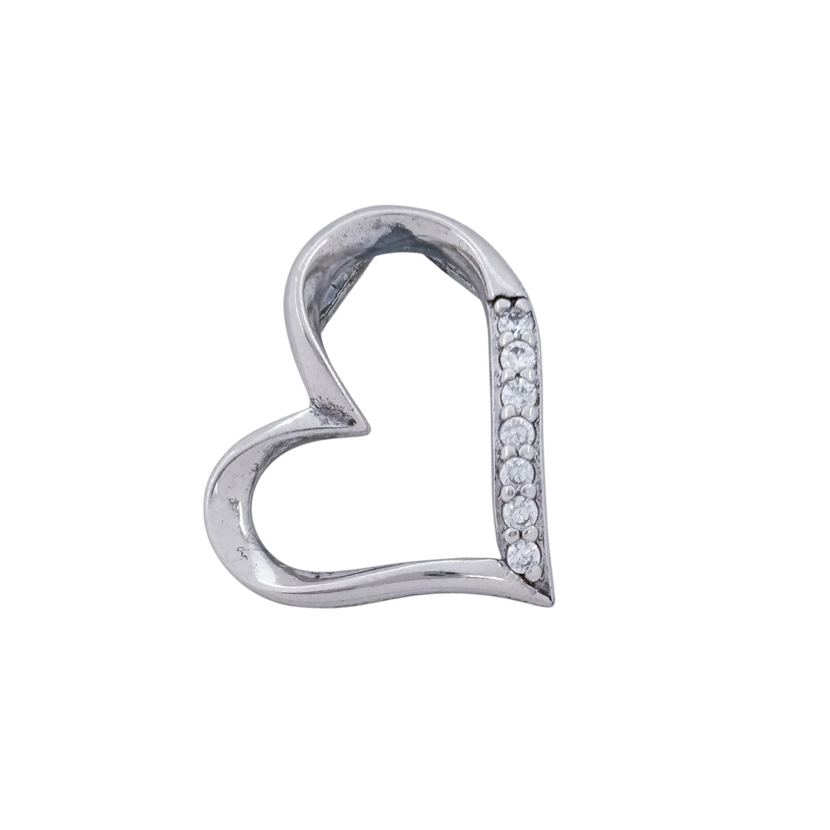 Vintage Sterling Silver 925 Cubic Zirconia Heart Pendant