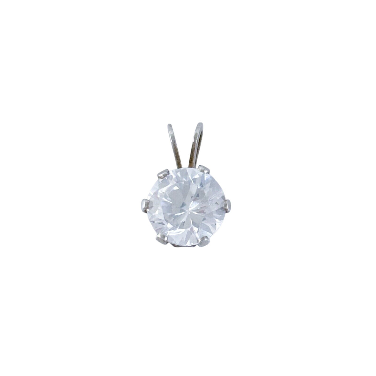 Vintage Sterling Silver 925 Solitaire Cubic Zirconia Pendant