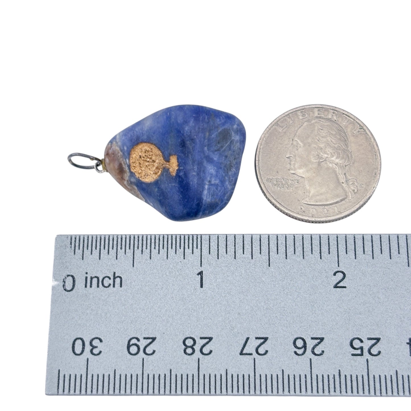 Vintage Silver-Tone Sodalite Tree Symbol Pendant