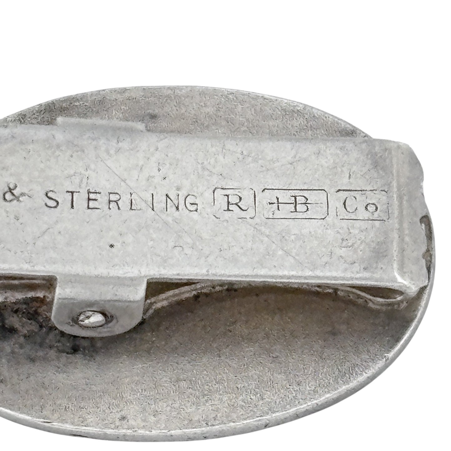 Vintage 14K Gold & Sterling Silver 925 RHB Co Oval Tie Clip