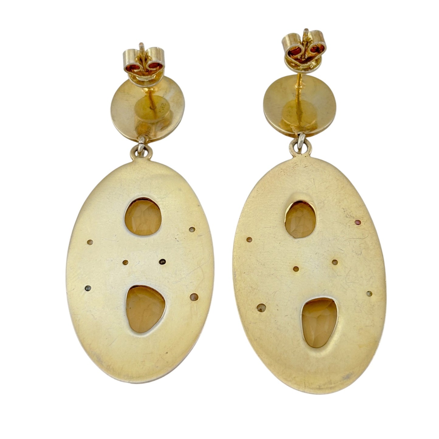 Vintage Gold-Tone Sterling Silver 925 Citrine Sapphire Earrings
