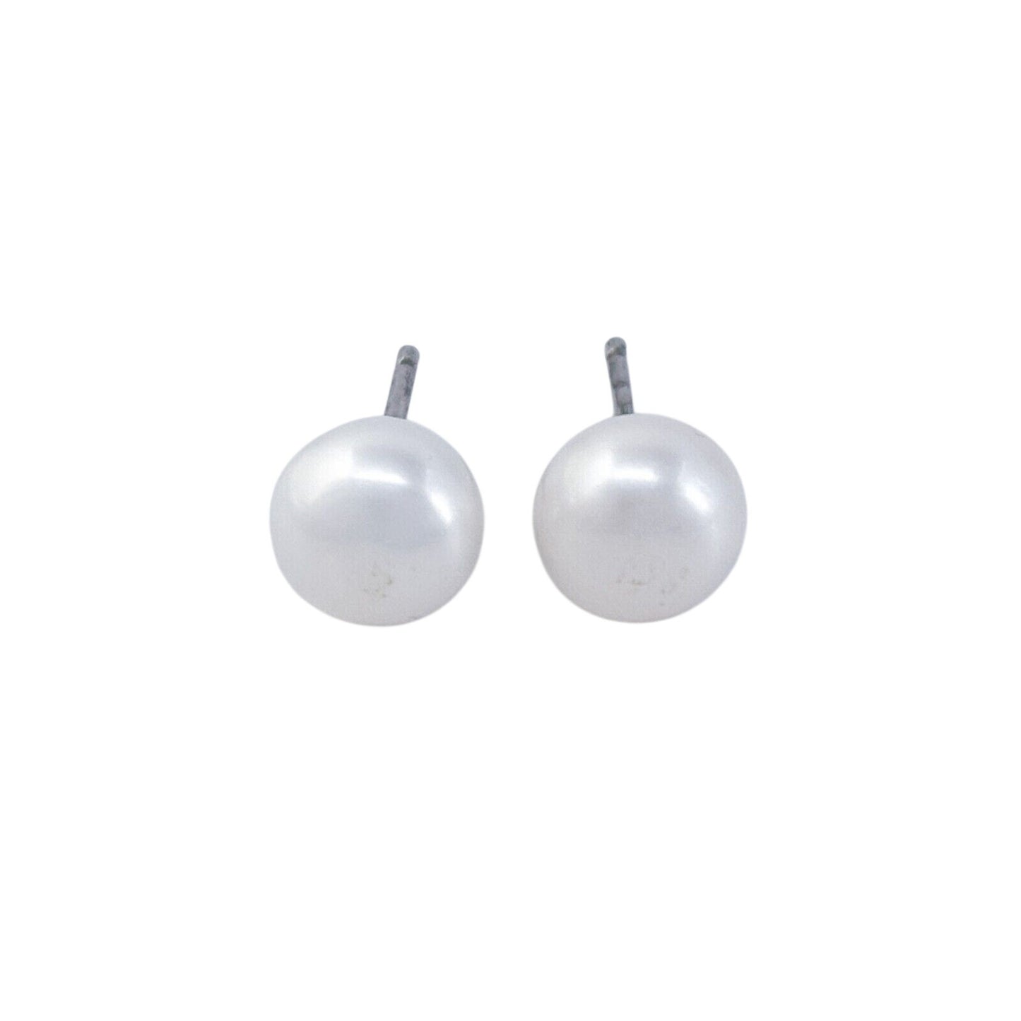 Vintage Sterling Silver 925 White Imitation Pearl Stud Earrings