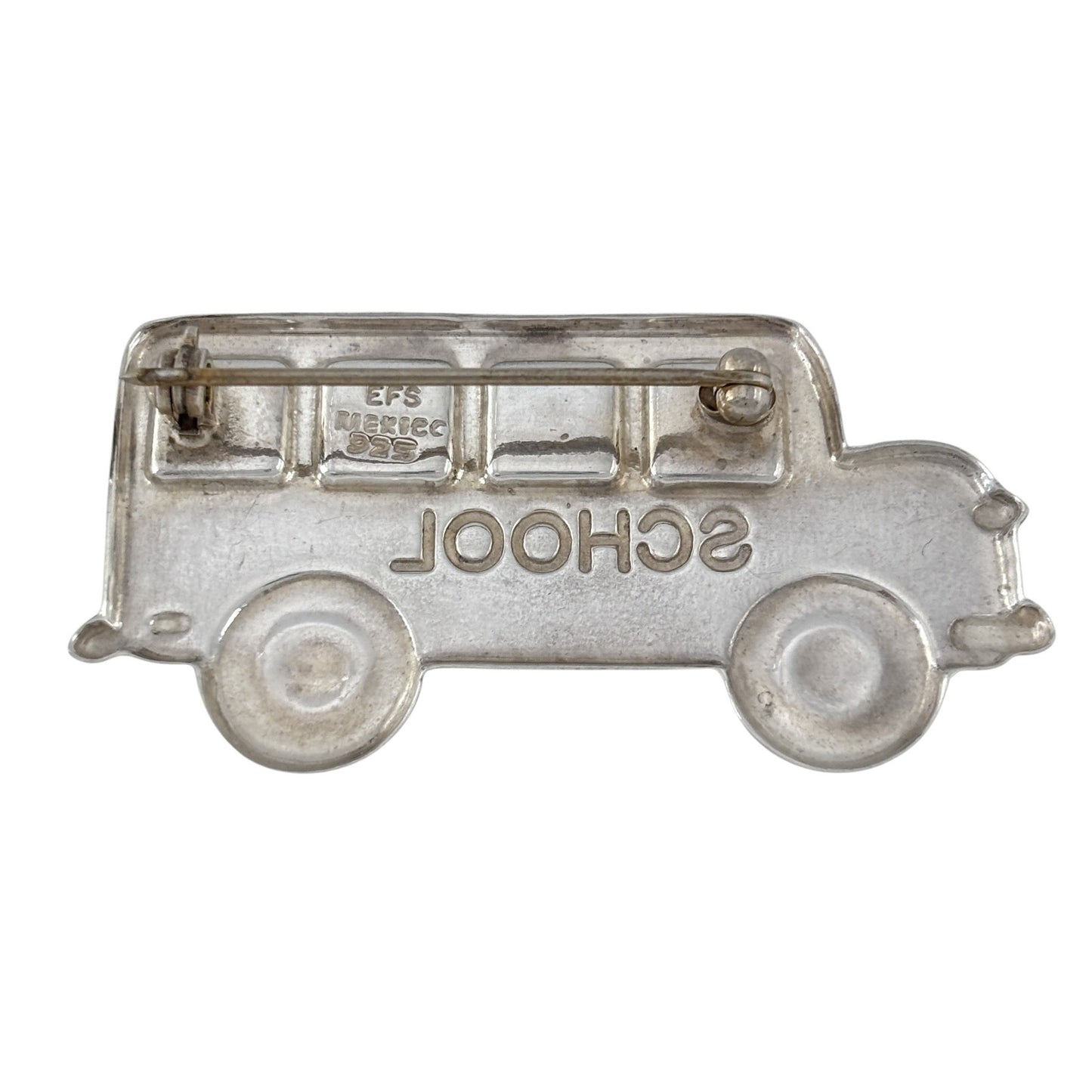 Vintage EFS Mexican Sterling Silver 925 School Bus Brooch