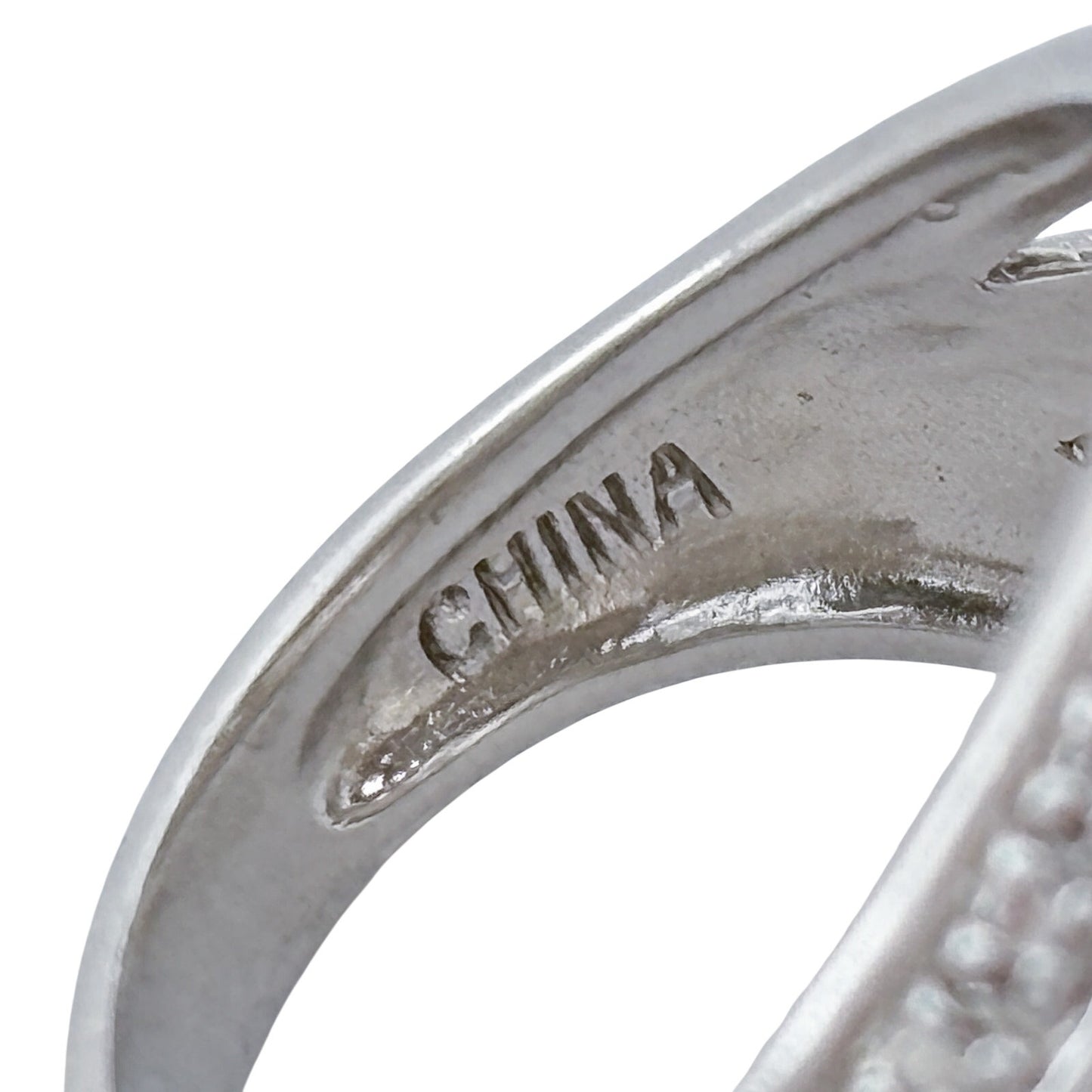 Vintage Sterling Silver 925 Diamond Chip Oval Ring Size 5