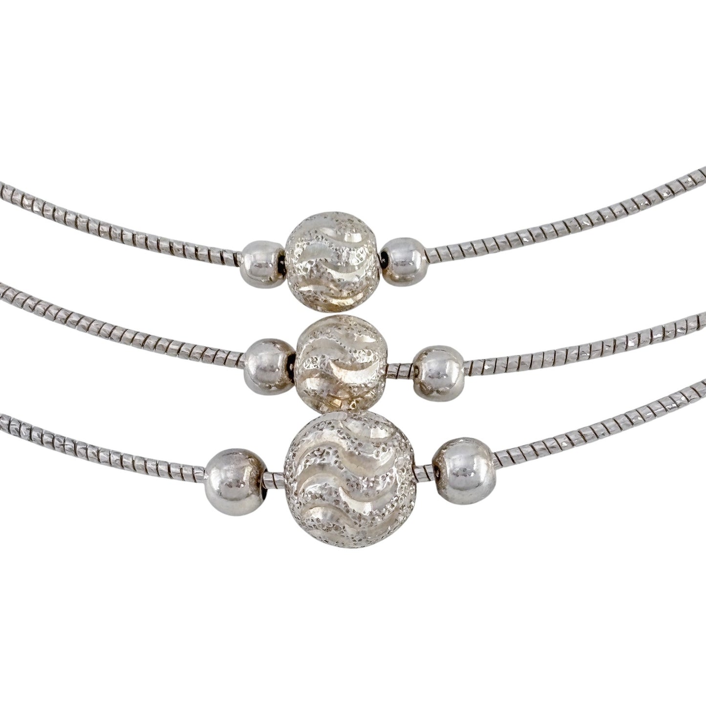 Vintage Italy Dyadema Sterling Silver 925 Multi Strand Bead Necklace 17"