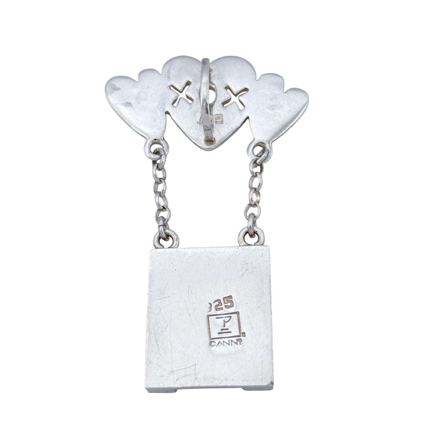 Vintage Sterling Silver 925 XOX Heart Charm Picture Holder