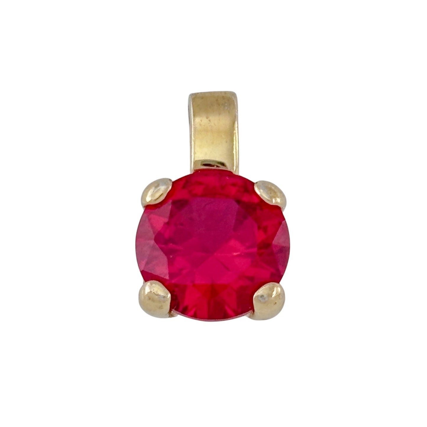 Vintage Gold-Tone Sterling Silver 925 Lab-Created Ruby Pendant