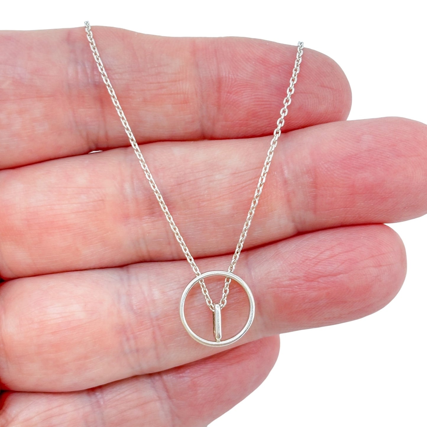 Vintage Boma Sterling Silver 925 Circle Pendant Necklace 18", 19", 20"