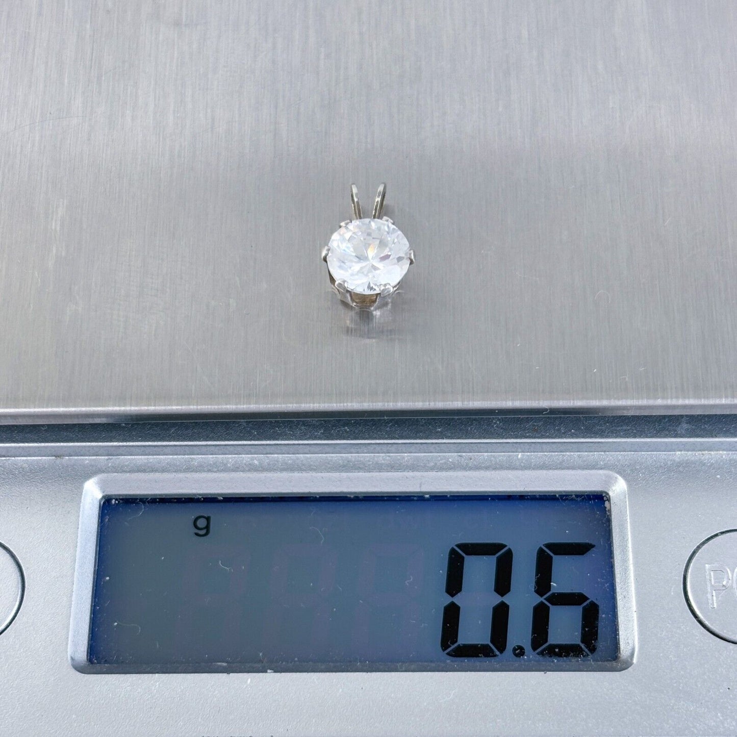 Vintage Sterling Silver 925 Solitaire Cubic Zirconia Pendant