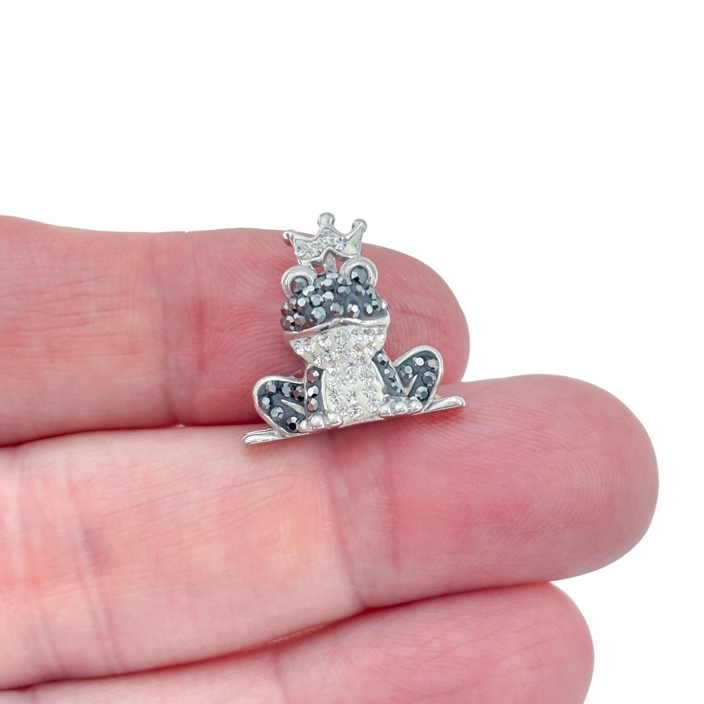 Vintage Sterling Silver 925 Crystal Frog Pendant