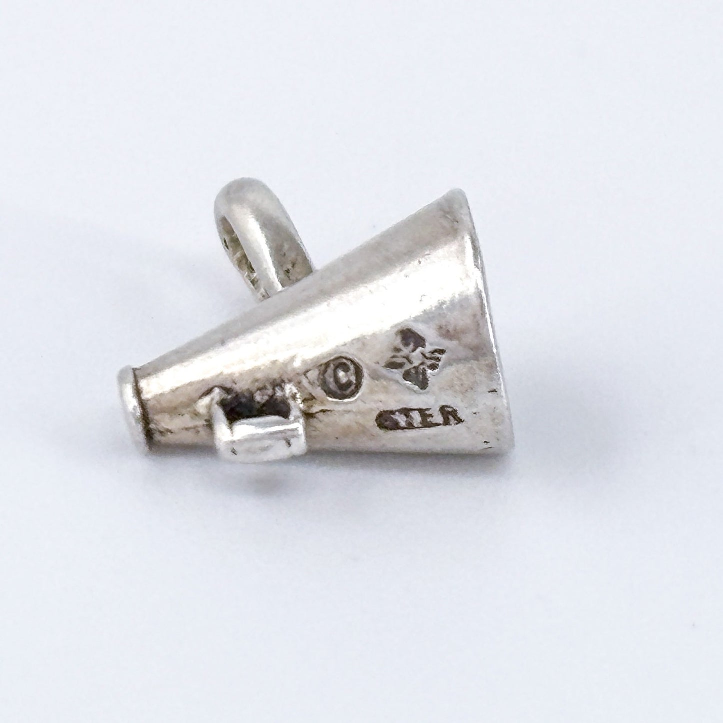 Vintage Sterling Silver 925 Cheer Megaphone Charm Pendant