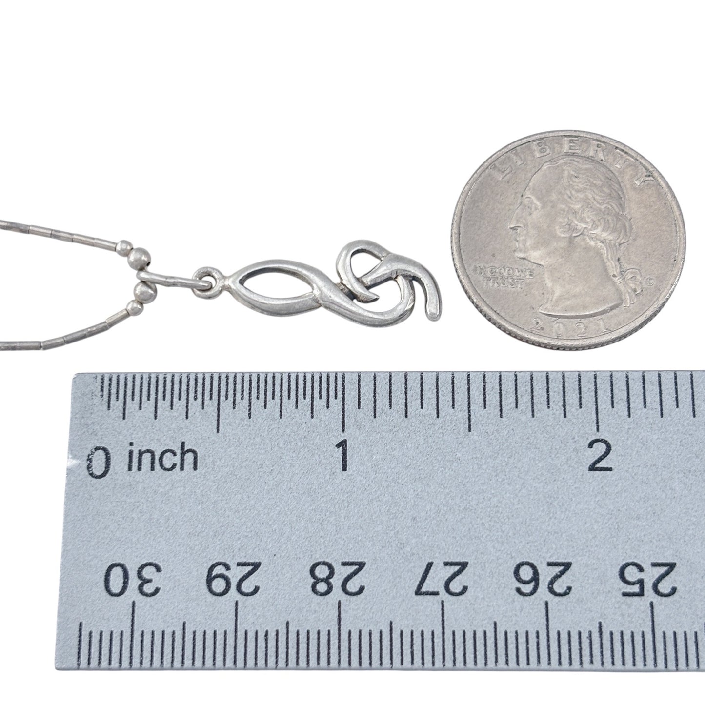 Vintage Sterling 925 Liquid Silver Music Pendant Necklace 17"-18"