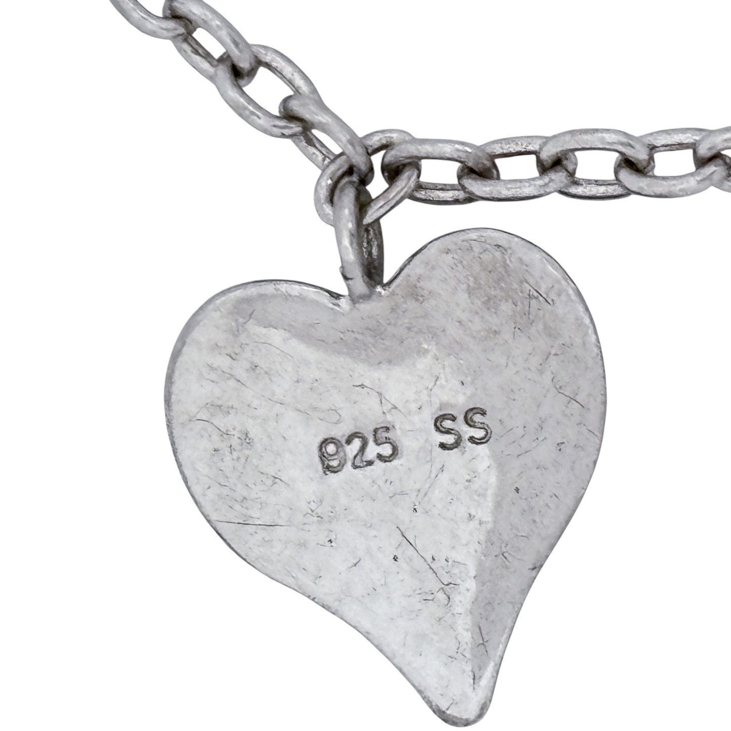 Vintage Sterling Silver 925 Family Heart Charm Bracelet 7.25"