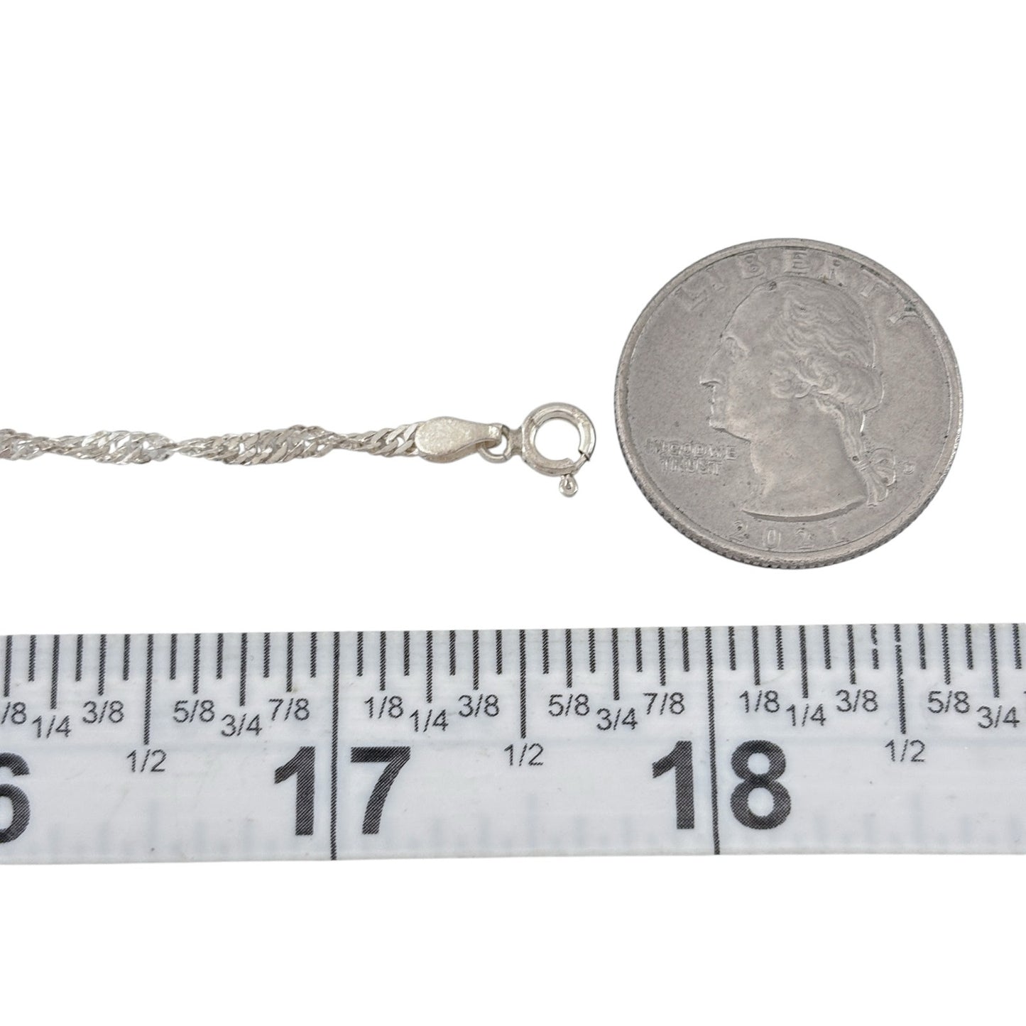 Vintage Italian Sterling Silver 925 Singapore Chain Necklace 17.5"