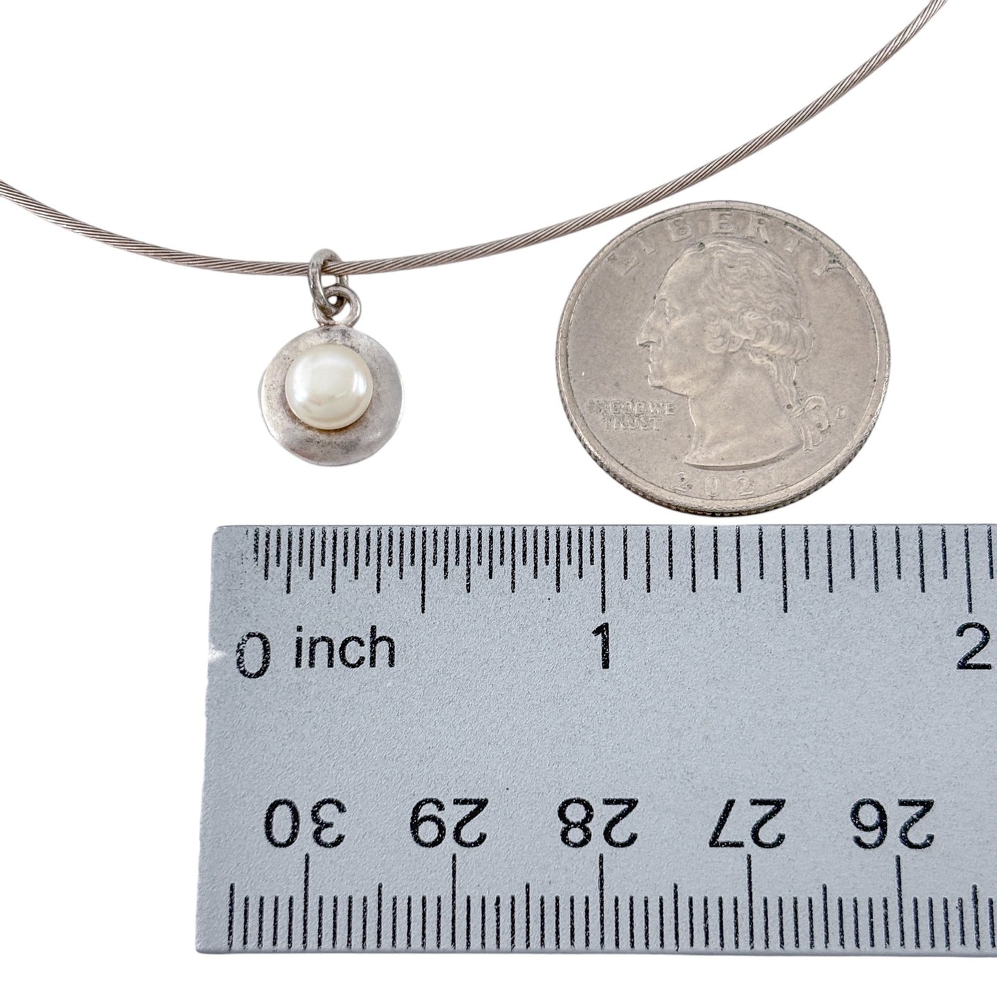 Vintage Sterling Silver 925 Pearl Pendant Necklace 16"-18"