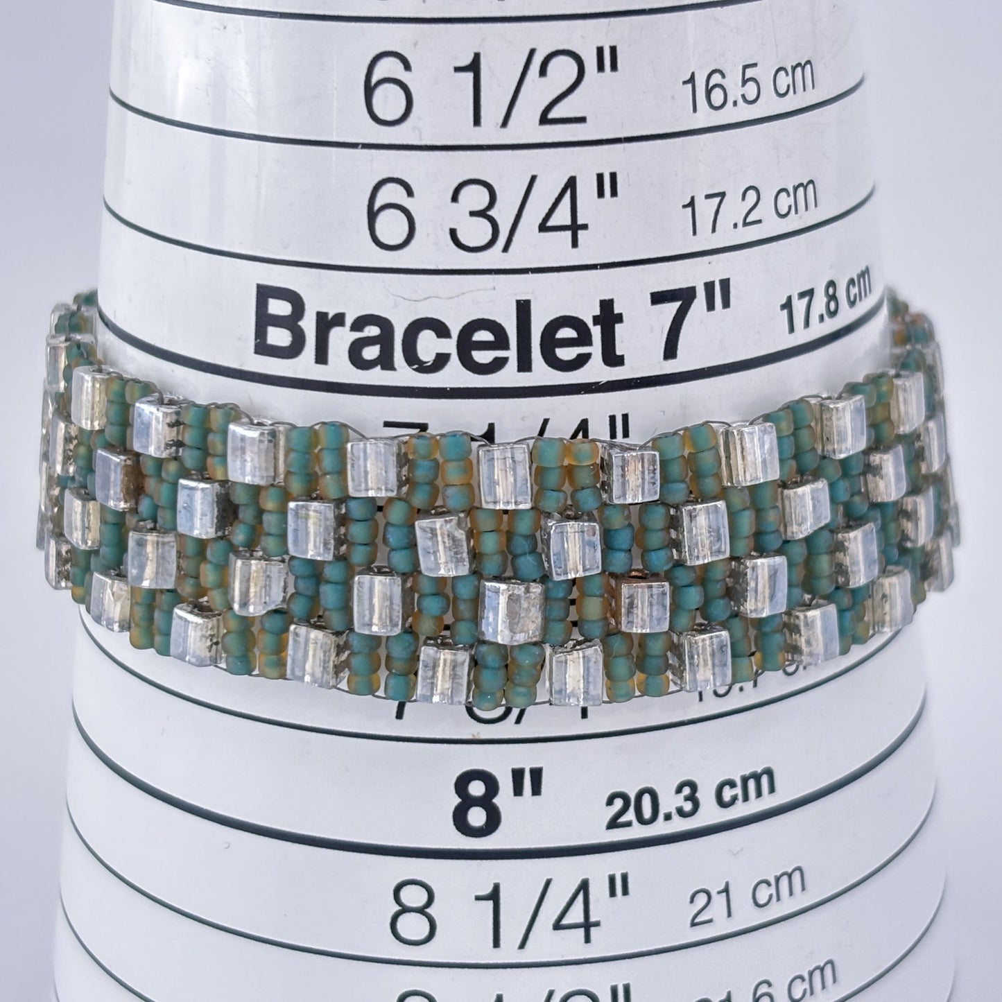 Vintage Sterling Silver 925 Turquoise Crystal Bead Bracelet 7.5"