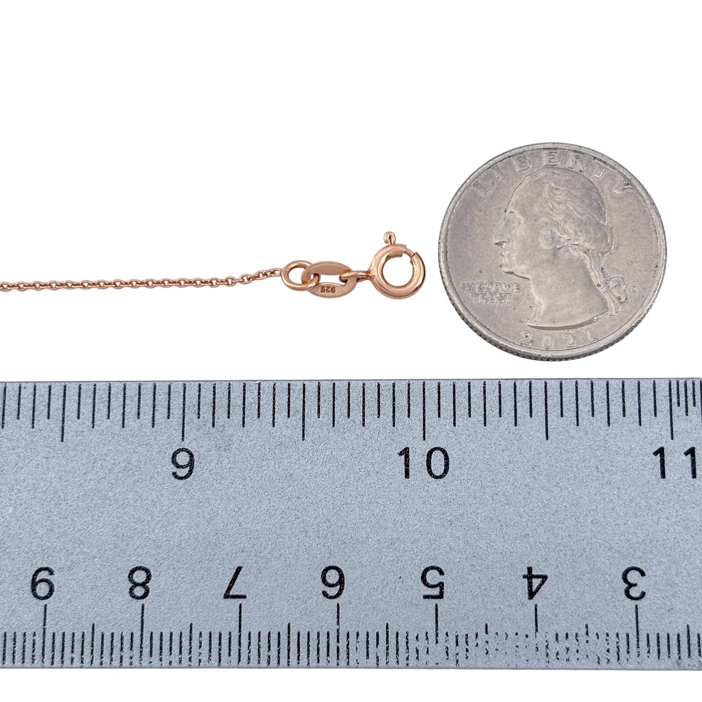 Vintage Rose Gold-Tone Sterling Silver 925 Love Heart Charm Anklet 9"-10"