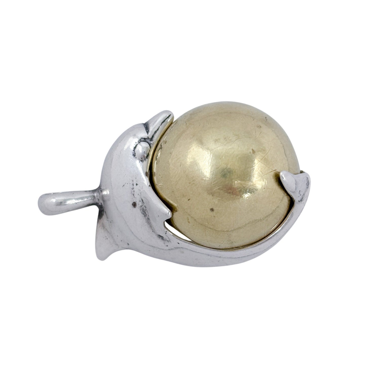 Vintage Sterling Silver 925 Dolphin Rotating Melodic Sphere Pendant