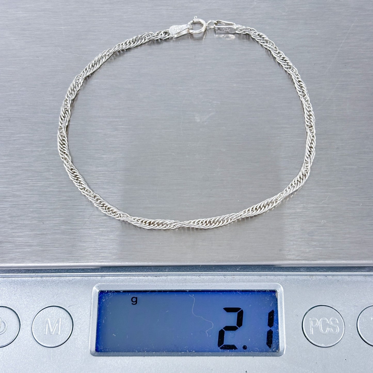 Vintage Italy Sterling Silver 925 Singapore Chain Bracelet 7"