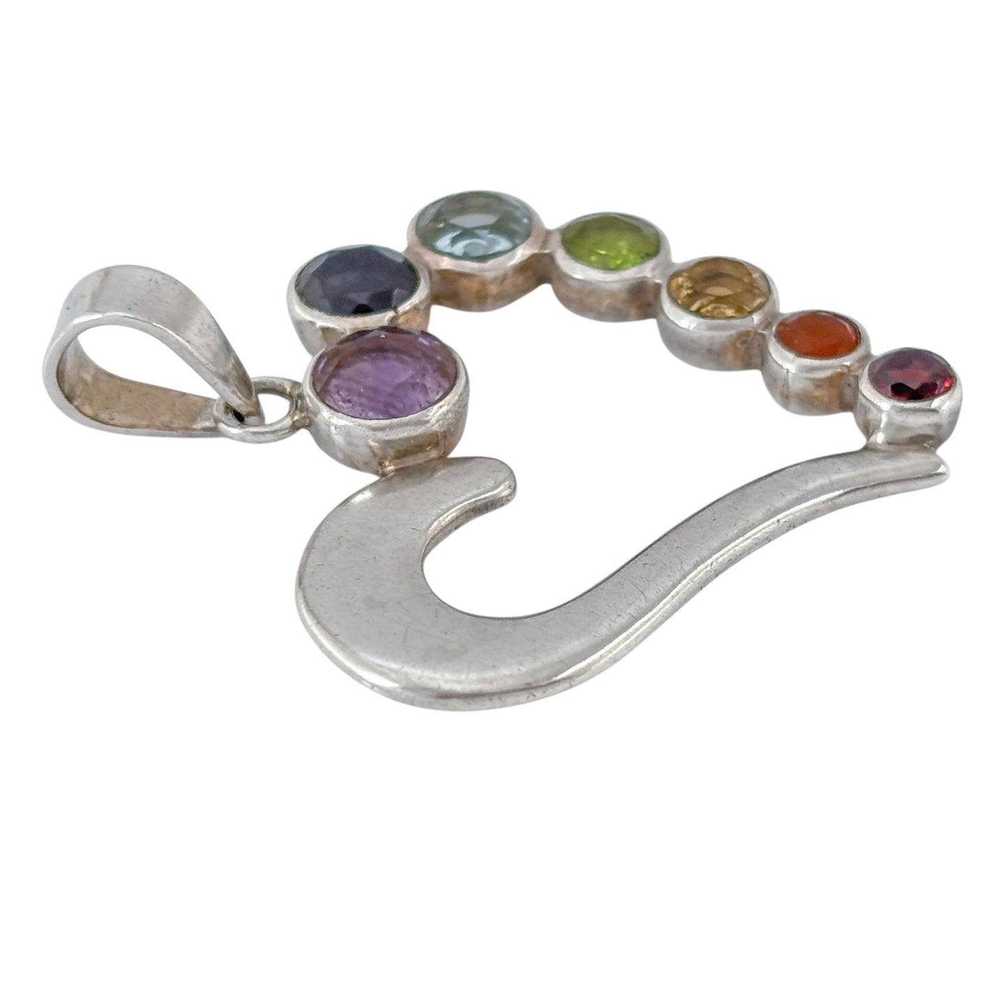 Vintage Sterling Silver 925 Multi Gem Heart Pendant