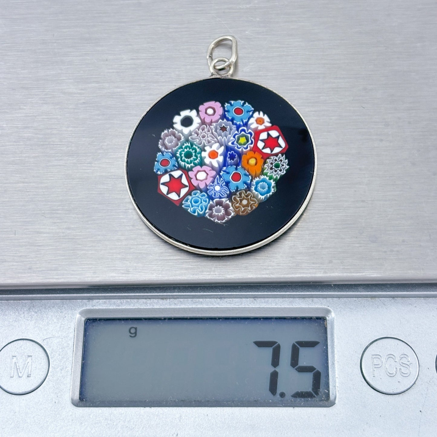 Vintage Sterling Silver 925 Millefiori Pendant
