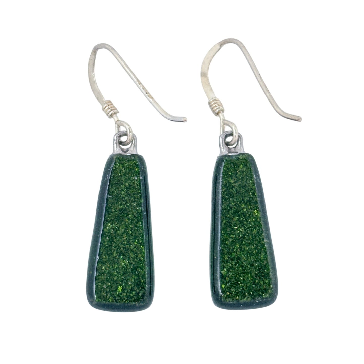 Vintage Sterling Silver 925 Dichroic Glass Dangle Earrings