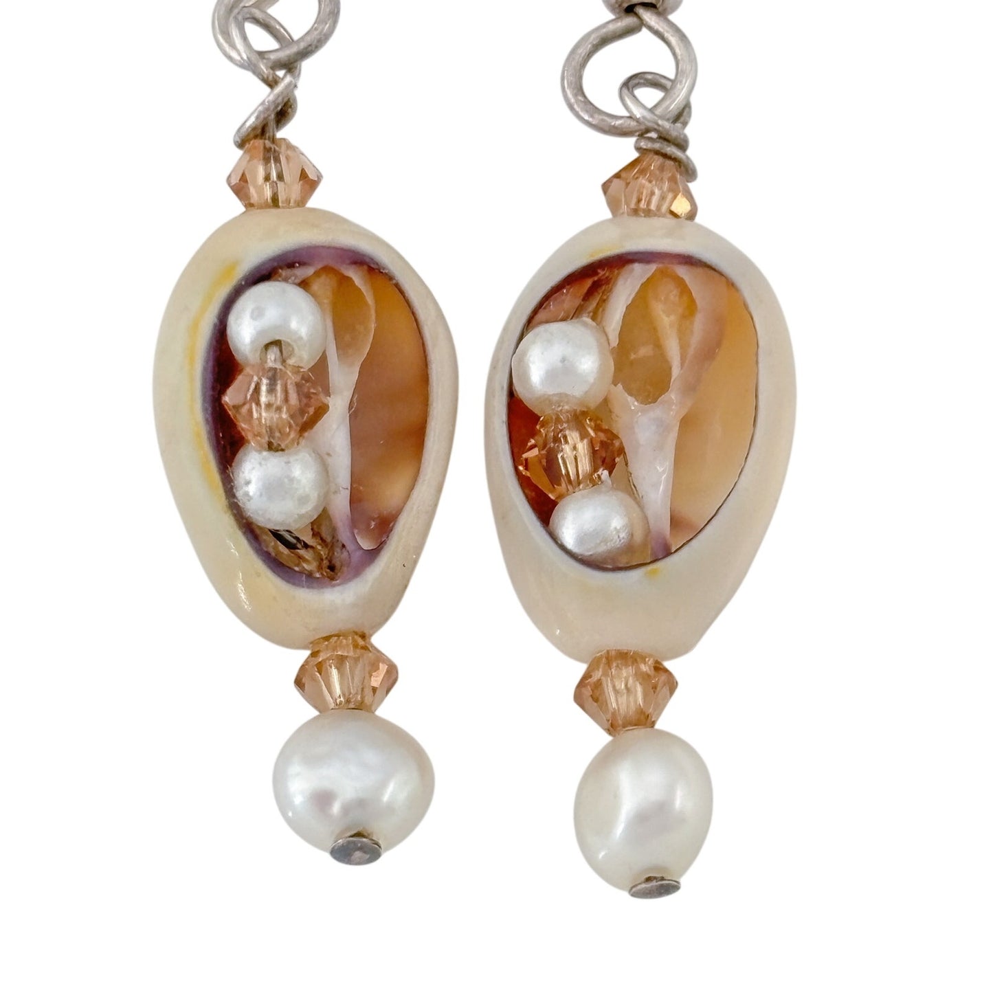 Vintage Sterling Silver 925 Pearl Shell Earrings
