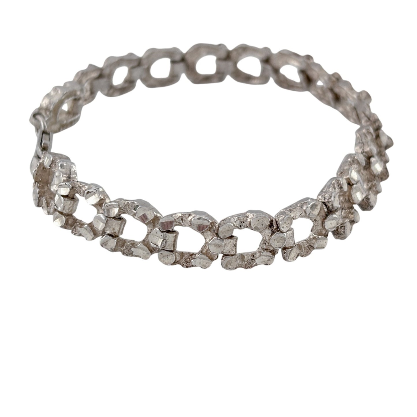 Vintage Sterling Silver 925 Textured Link Bracelet 7"
