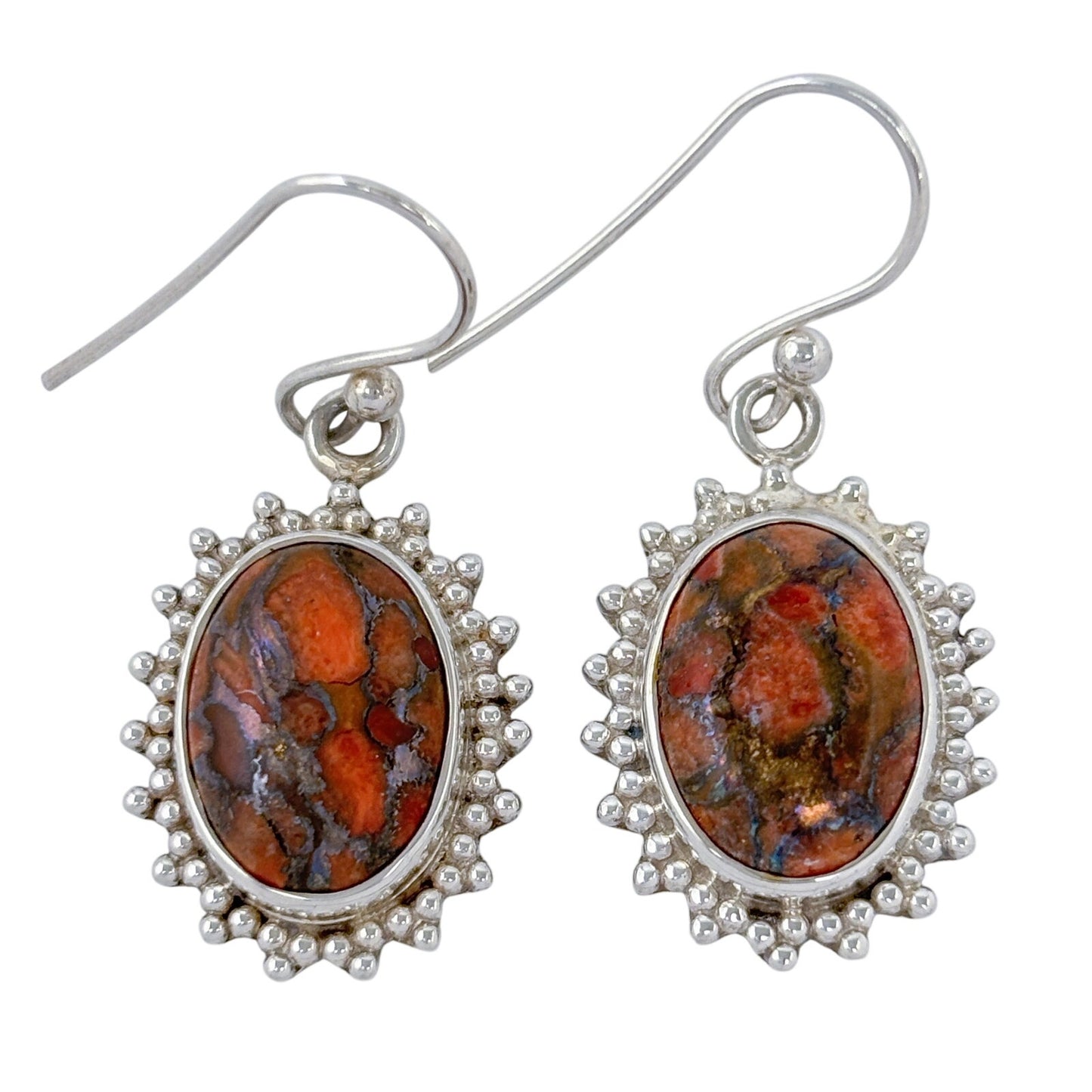 Vintage Sterling Silver 925 Red Jasper Drop Earrings