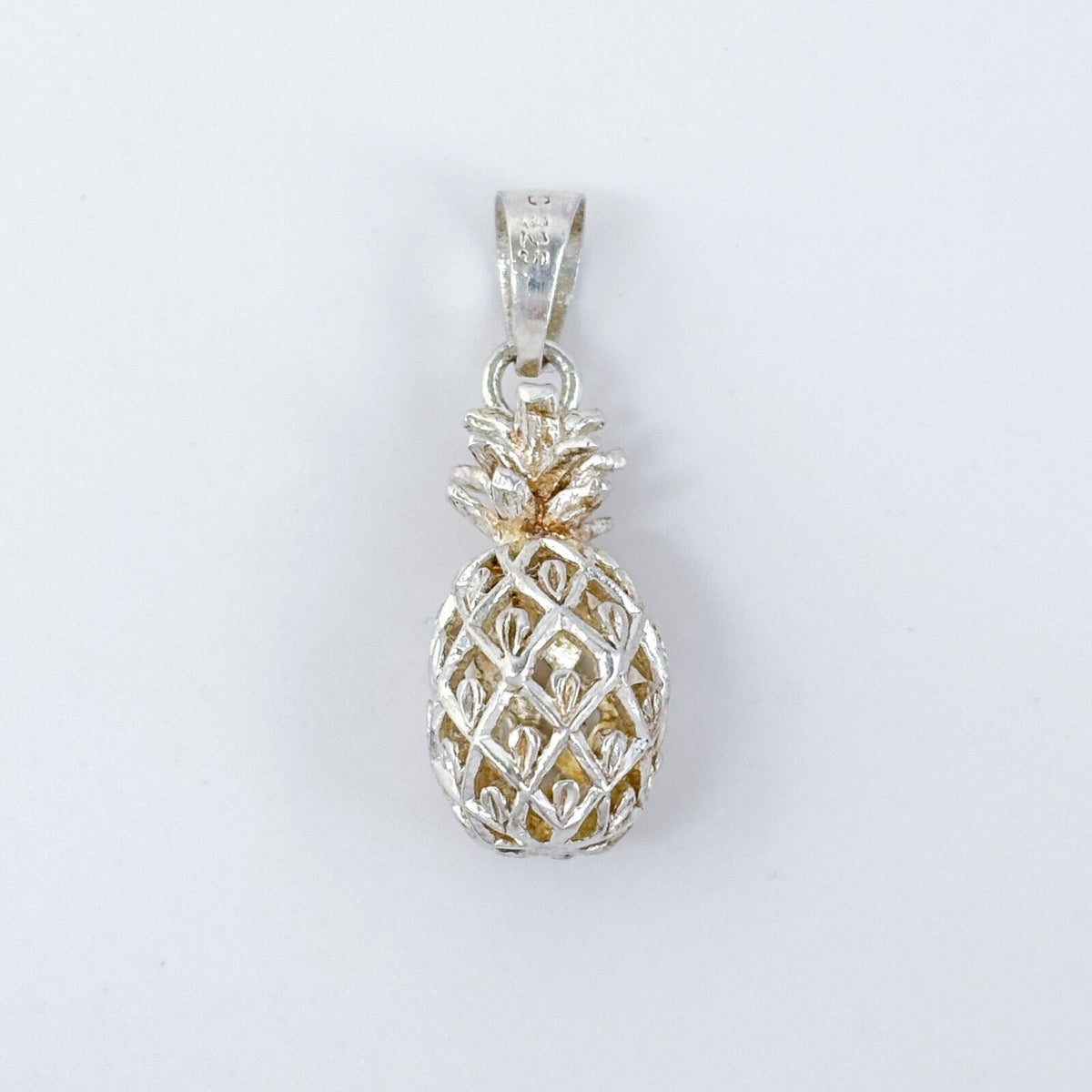 Vintage Sterling Silver 925 Filigree Pineapple Pendant