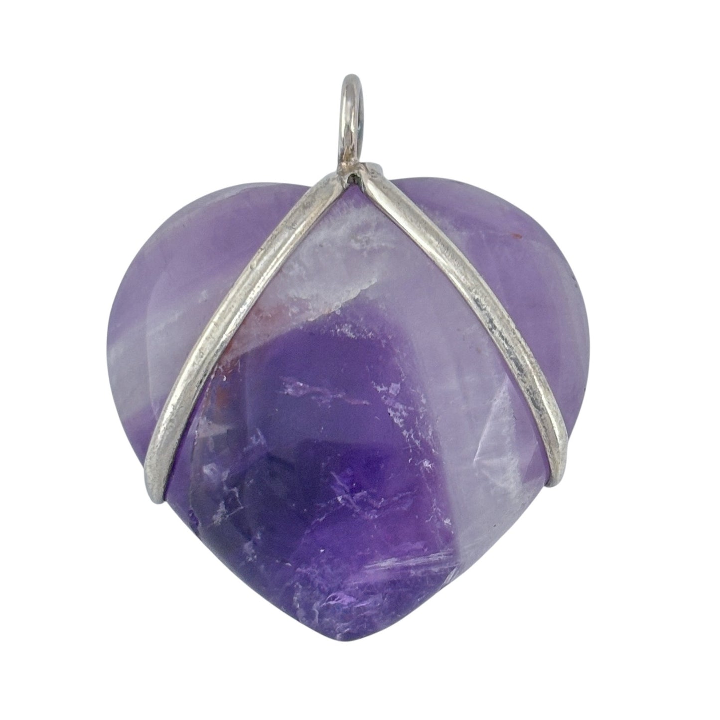 Vintage Sterling Silver 925 Amethyst Heart Pendant