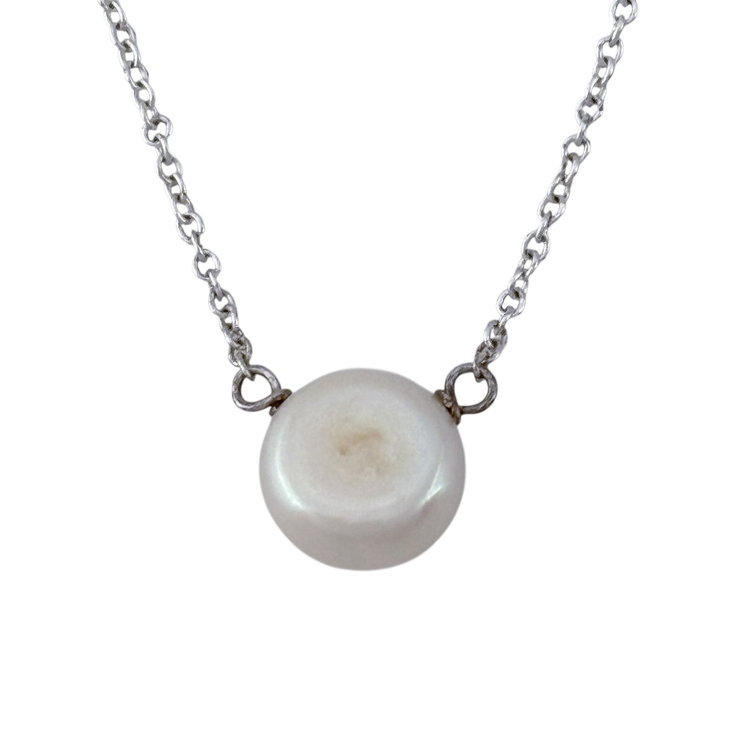 Vintage Sterling Silver 925 Pearl Pendant Necklace 18.5"