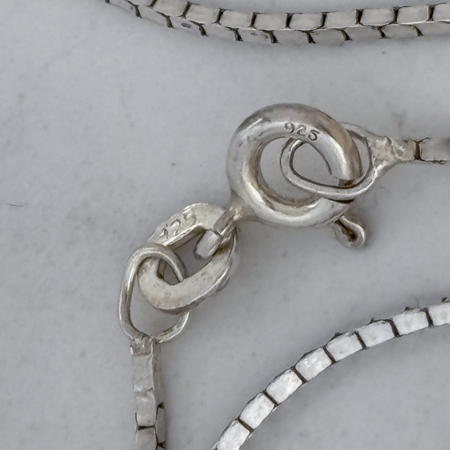 Vintage Sterling Silver 925 Mirror Box Link Chain Necklace 24"