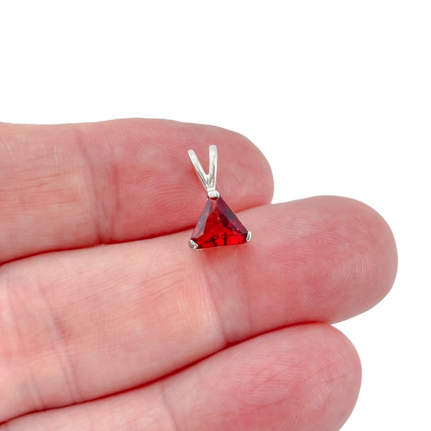 Vintage Sterling Silver 925 Garnet Pendant