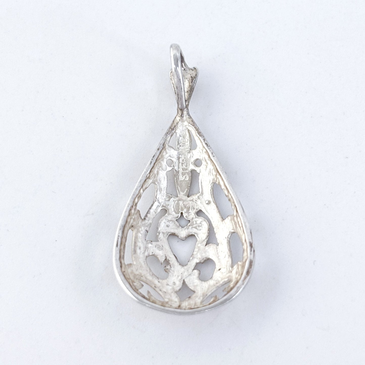 Vintage Sterling Silver 925 Teardrop Filigree Heart Pendant