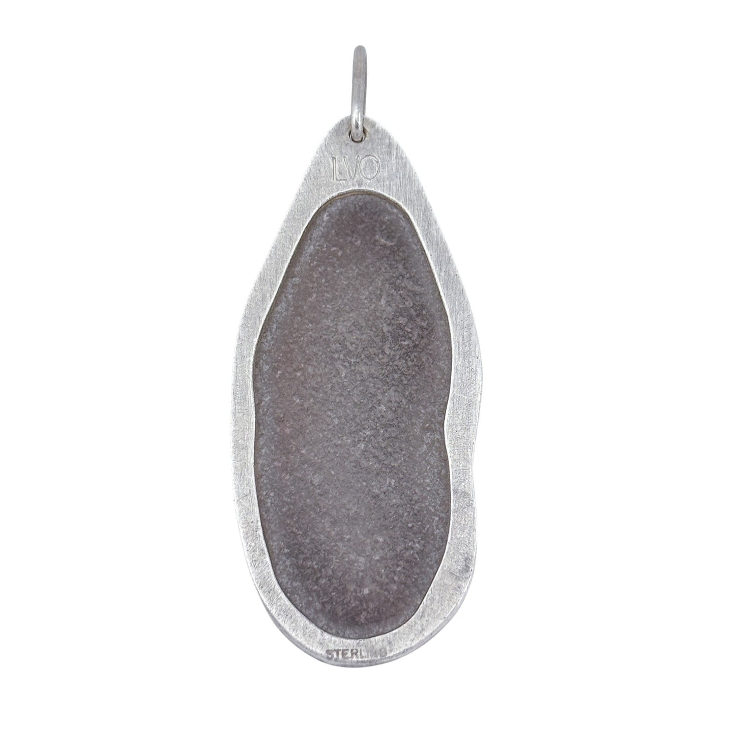 Vintage Sterling Silver 925 Frosted Glass Oval Pendant
