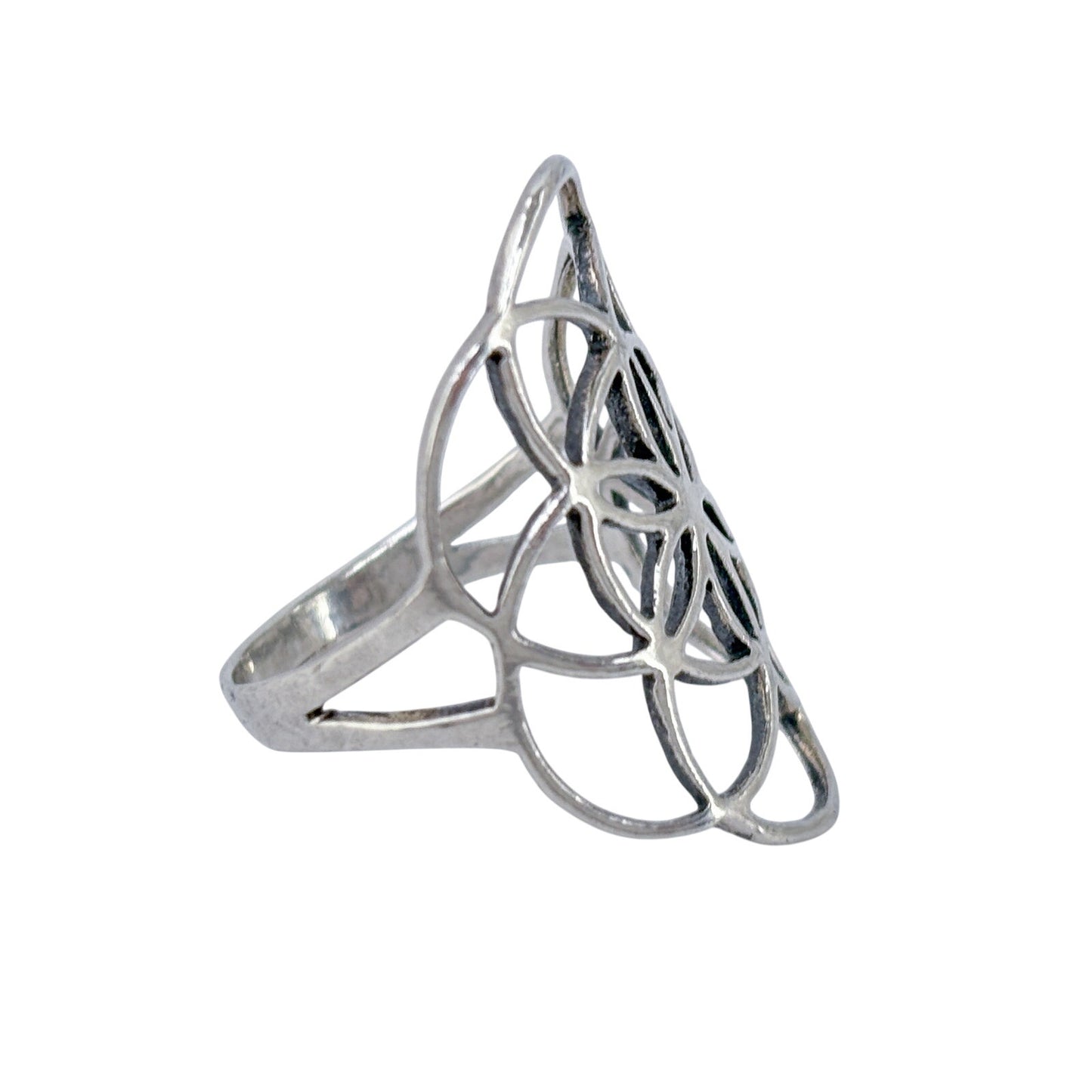 Vintage Sterling Silver 925 Mandala Flower Ring Size 7