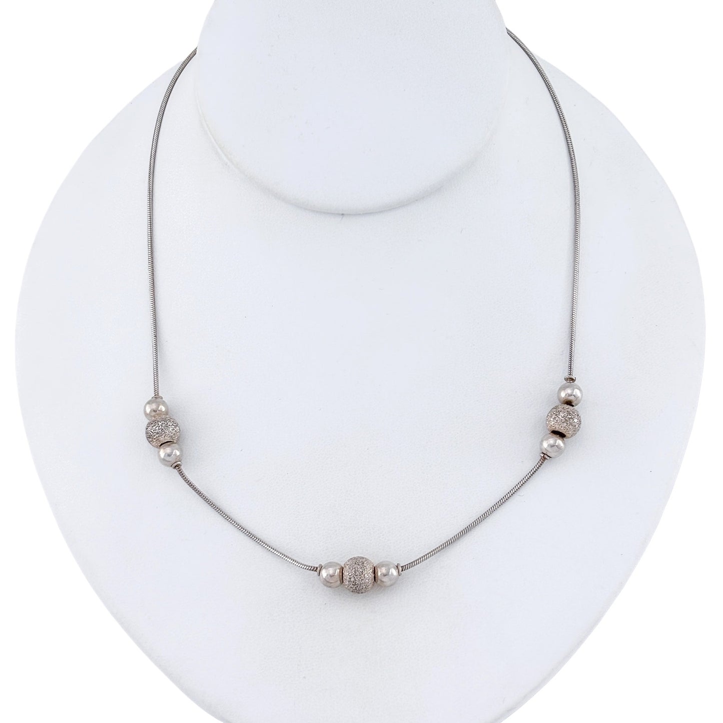 Vintage Sterling Silver 925 Italy Multi-Strand Bead Necklace 18"