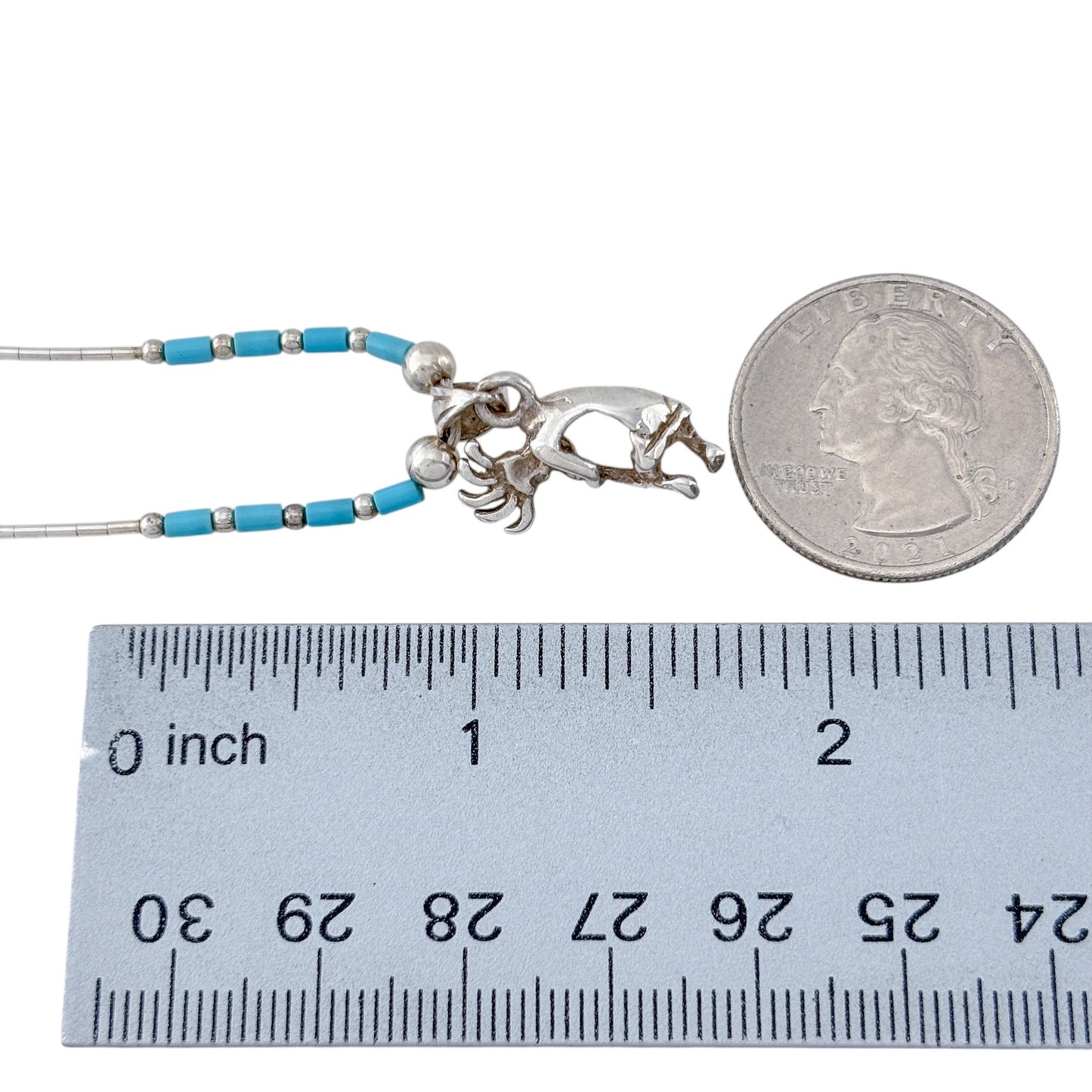 Vintage Sterling Liquid Silver 925 Turquoise Kokopelli Necklace 16.5"