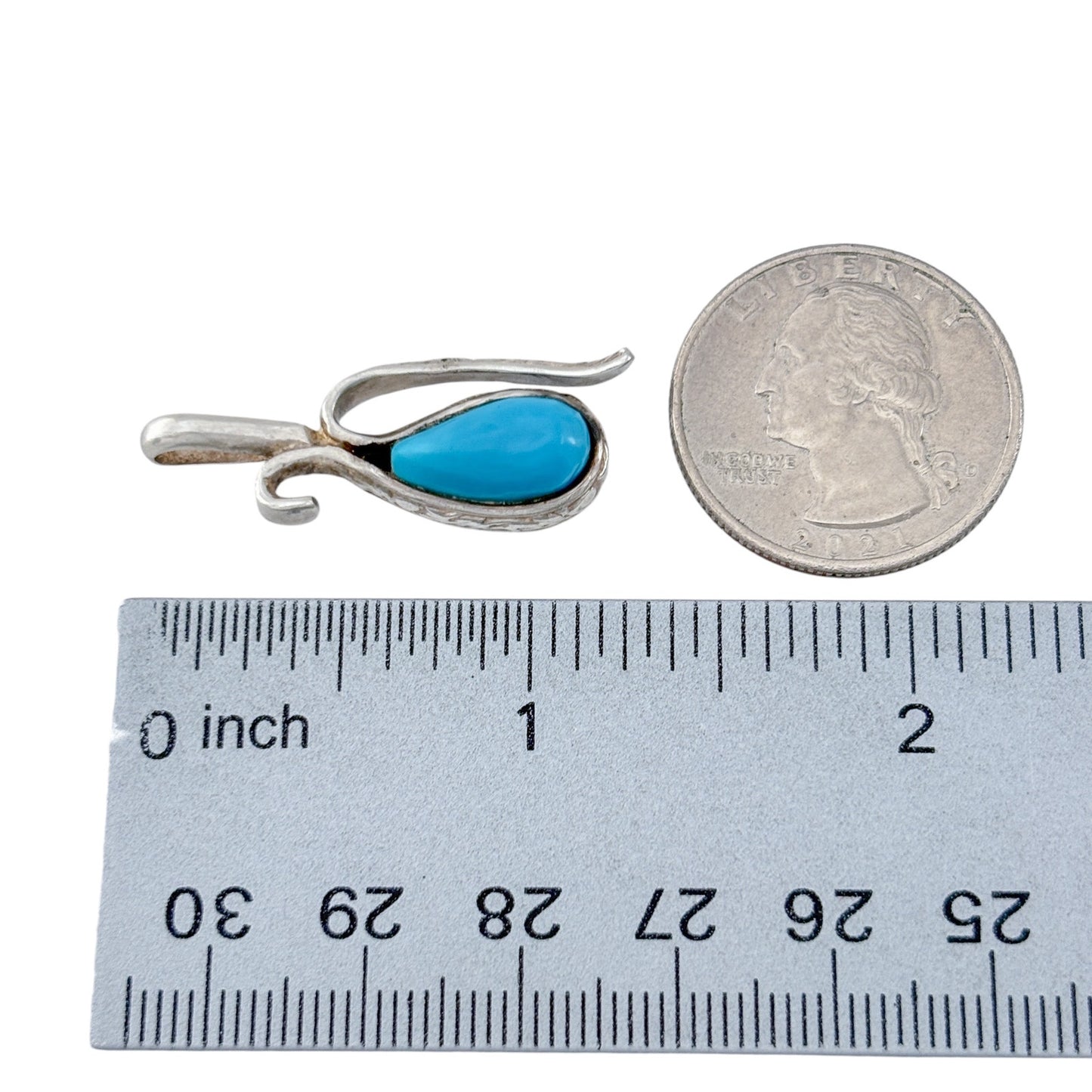 Vintage Sterling Silver 925 Turquoise Teardrop Pendant