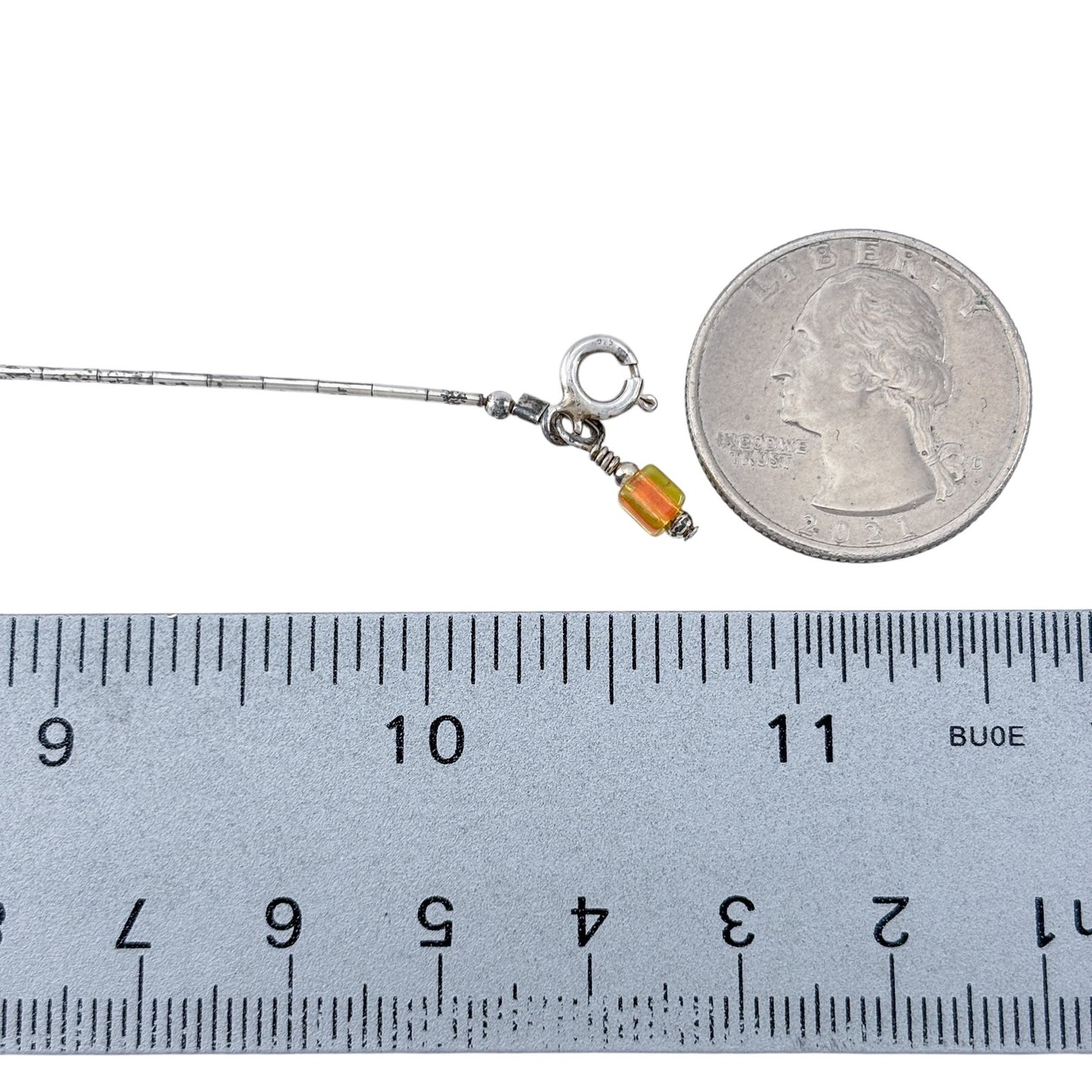 Vintage Sterling Silver 925 Rainbow Glass Anklet 9"-10.5"