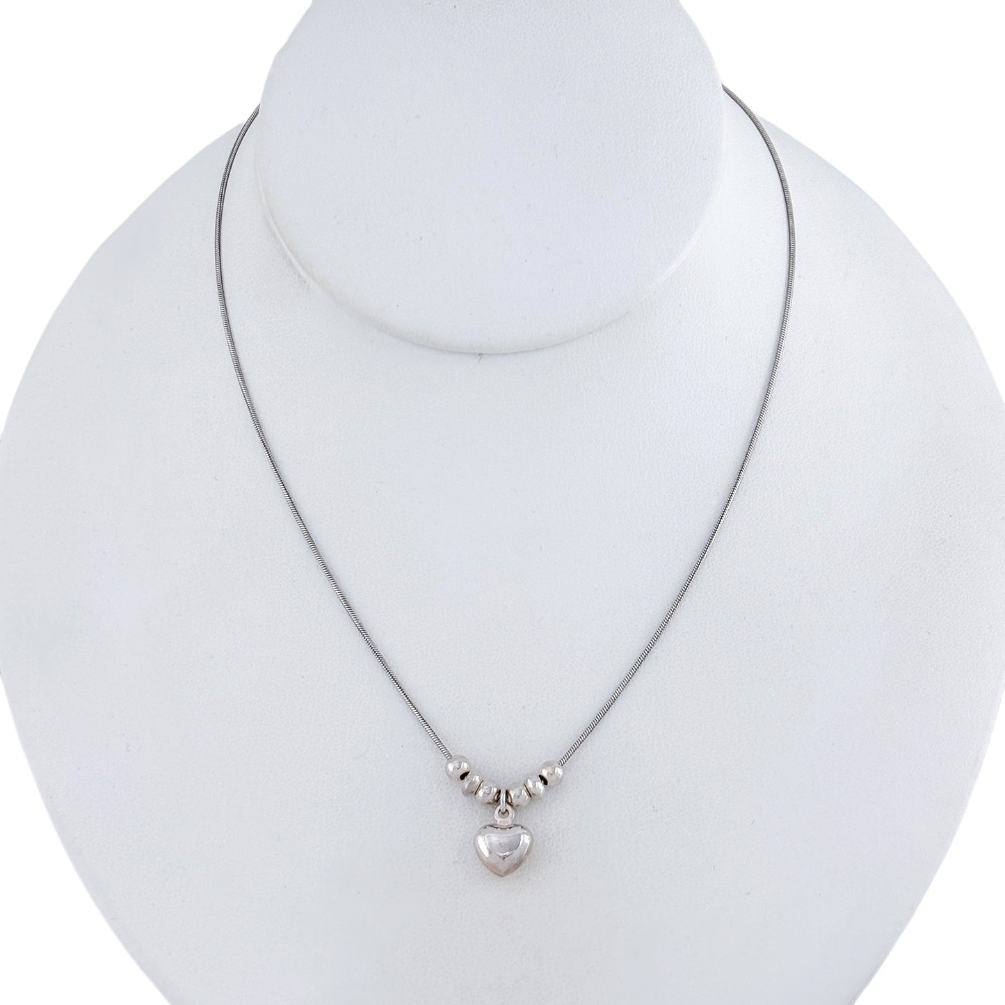 Vintage Sterling Silver 925 Silpada Puffy Heart Pendant Necklace 15.5"