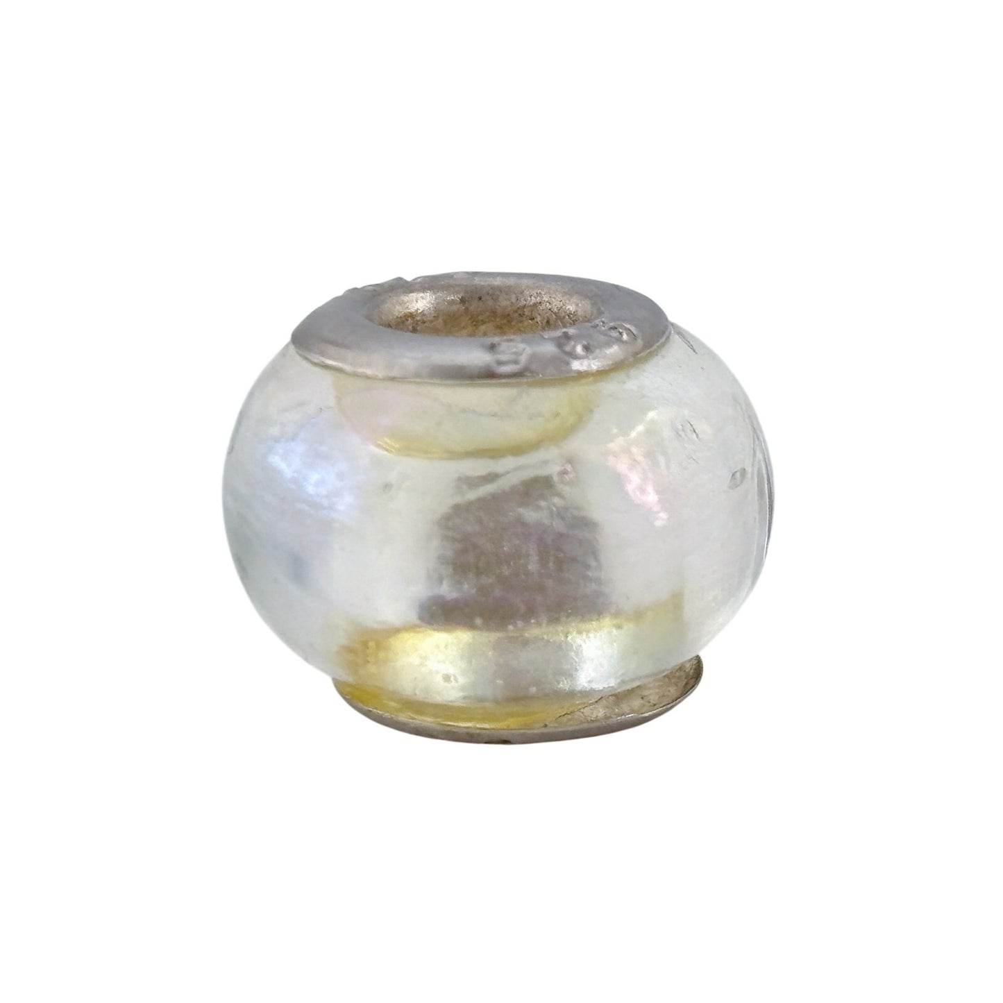 Vintage Sterling Silver 925 Iridescent Glass Charm Bead