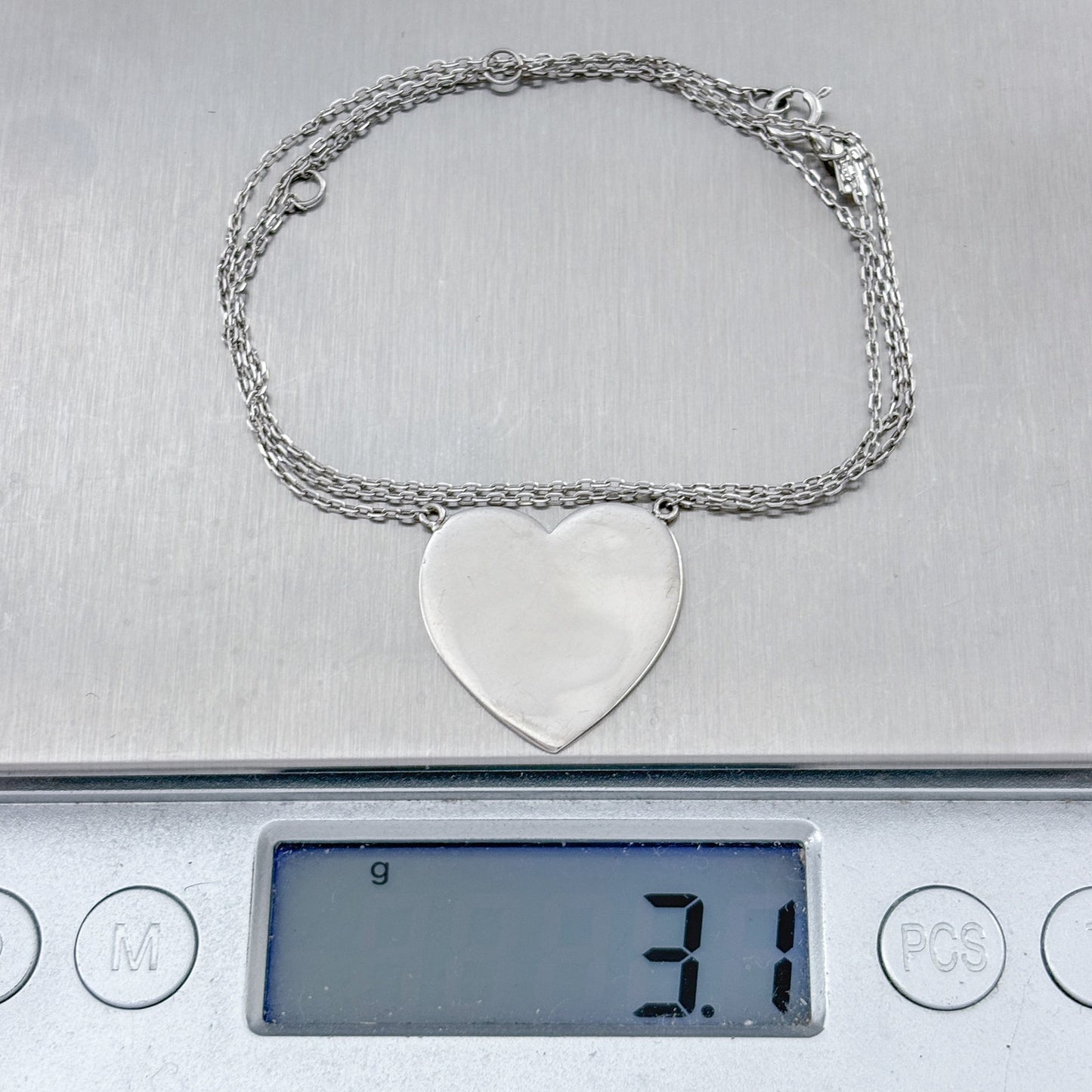 Vintage Melinda Maria Sterling Silver 925 Heart Pendant Necklace 17-18-19"