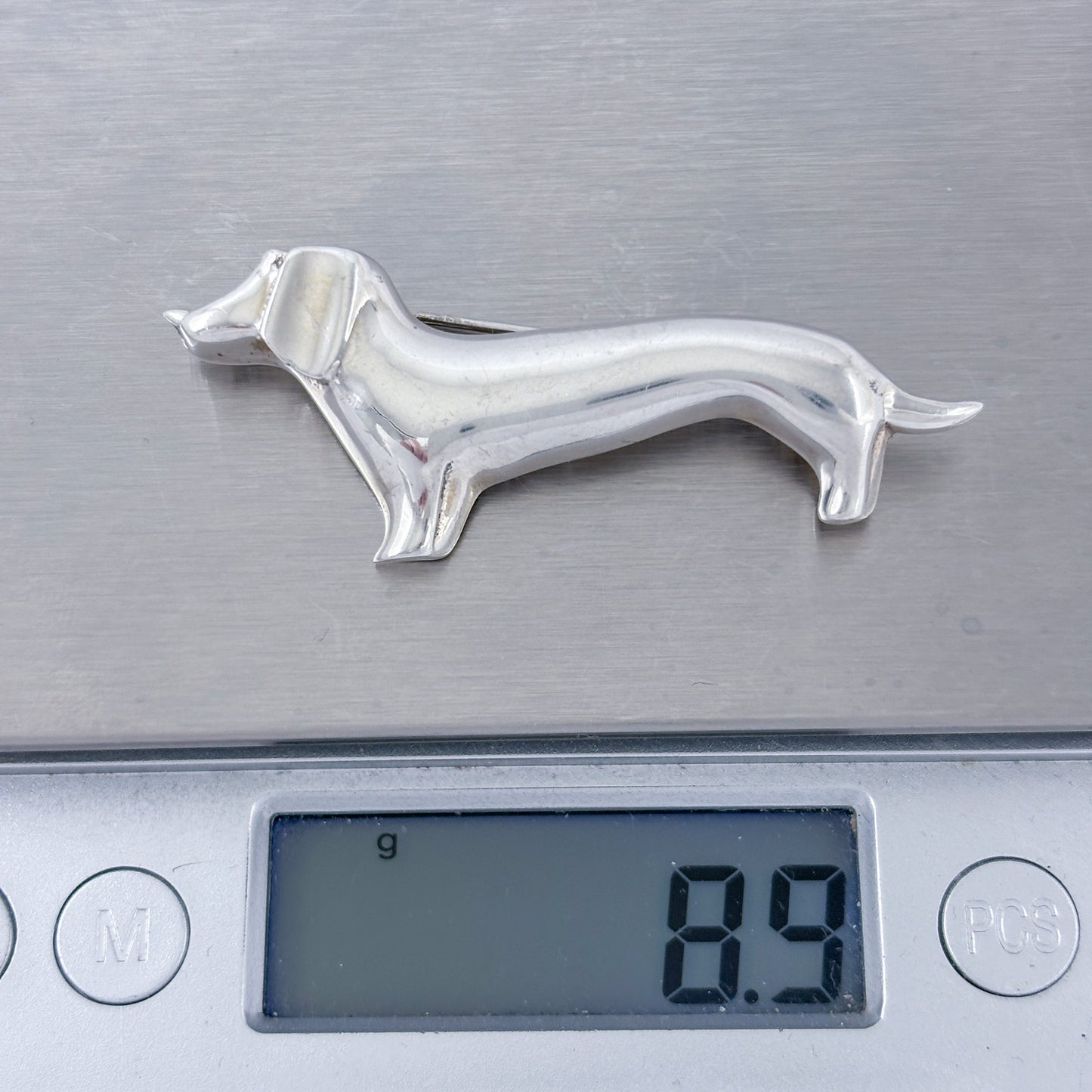 Vintage Mexico Taxco Sterling Silver 925 Dachshund Dog Brooch