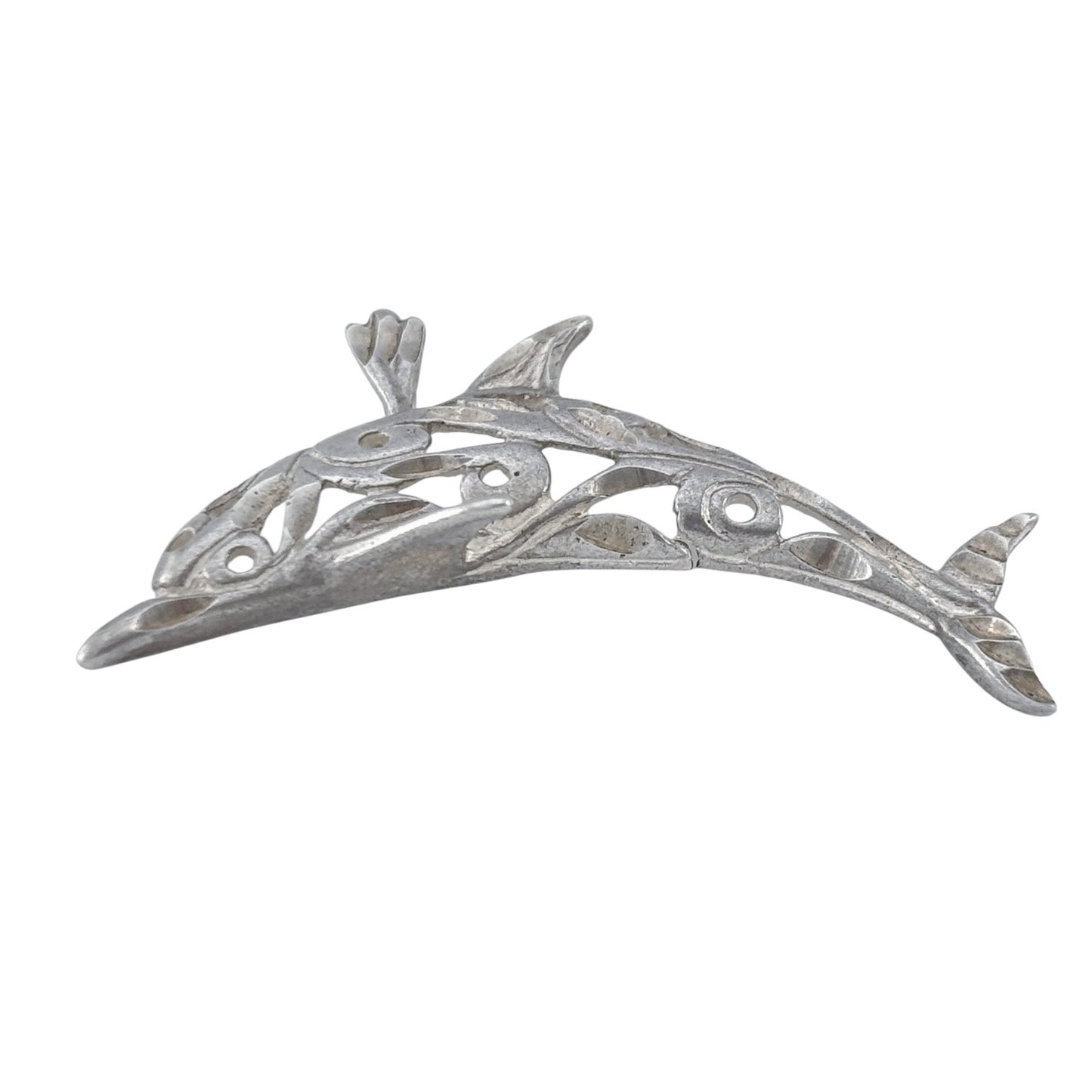 Vintage Sterling Silver 925 Filigree Dolphin Pendant