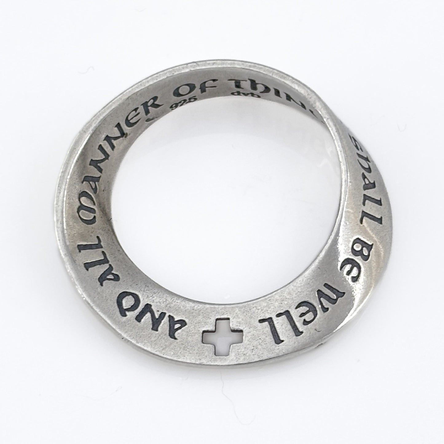 Vintage Sterling Silver 925 Inspirational Cross Mobius Pendant